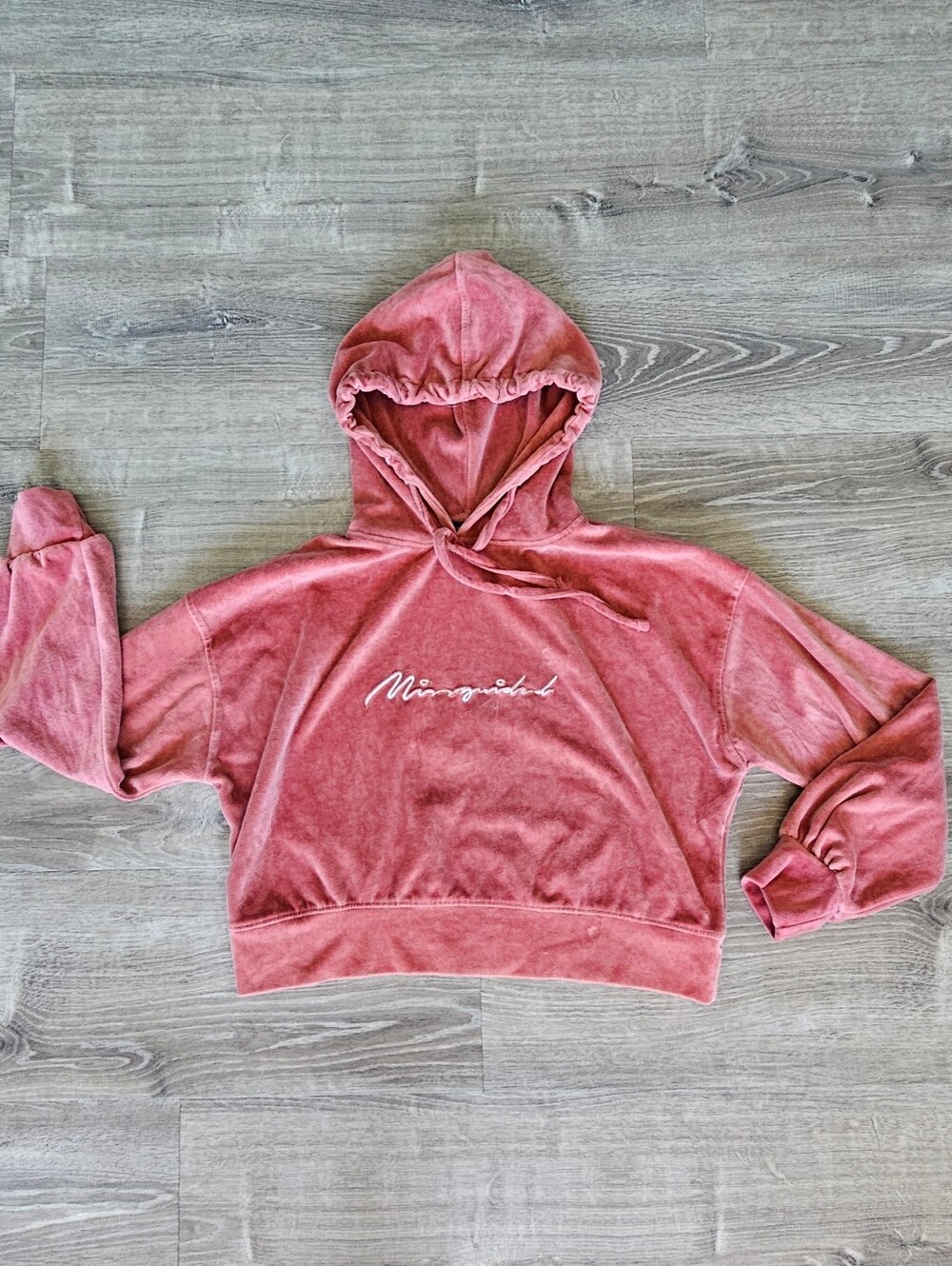 Missguided Velour Cropped Hoodie Mauve Pink Plush Y2K Cozy Girl Baddie Sz 6